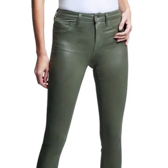 7 For All Mankind Green Waxed jeans ‘24’ - Picture 3 of 15